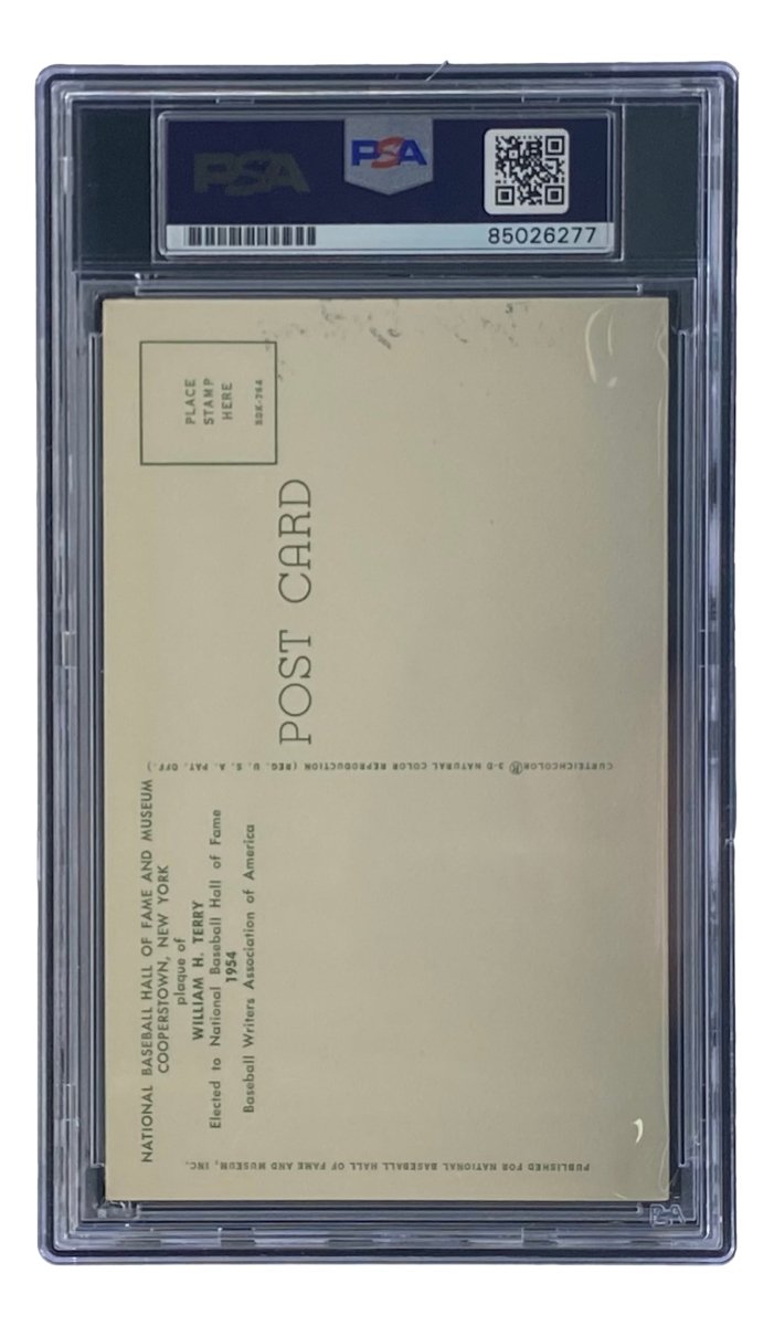 Bill Terry Signed 4x6 New York Giants Hall Of Fame Plaque Card PSA/DNA 85026277 - Sports Integrity