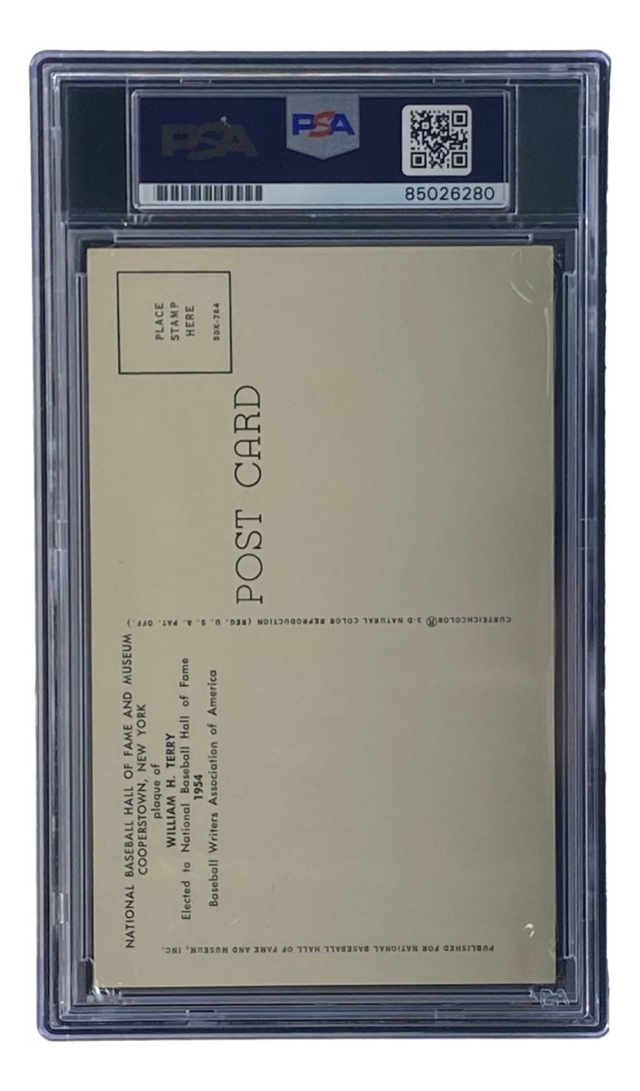 Bill Terry Signed 4x6 New York Giants Hall Of Fame Plaque Card PSA/DNA 85026280 - Sports Integrity