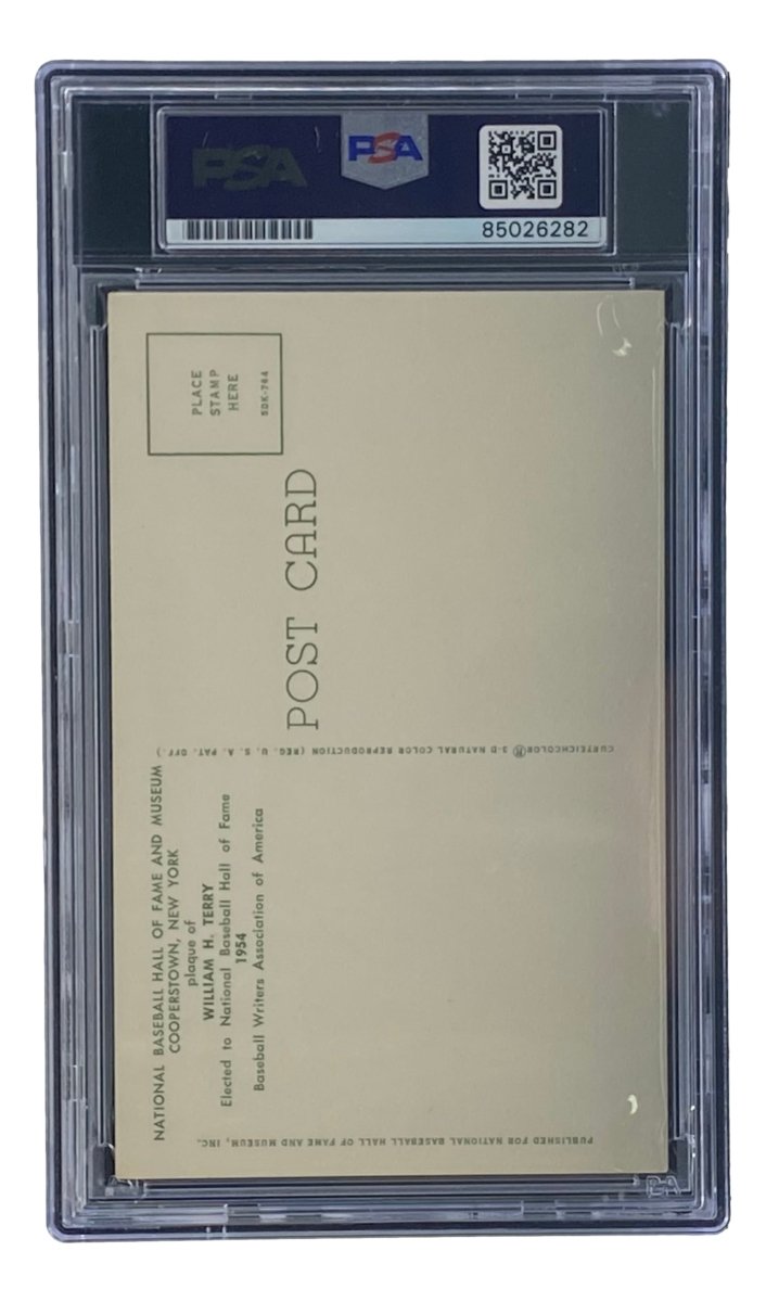 Bill Terry Signed 4x6 New York Giants Hall Of Fame Plaque Card PSA/DNA 85026282 - Sports Integrity
