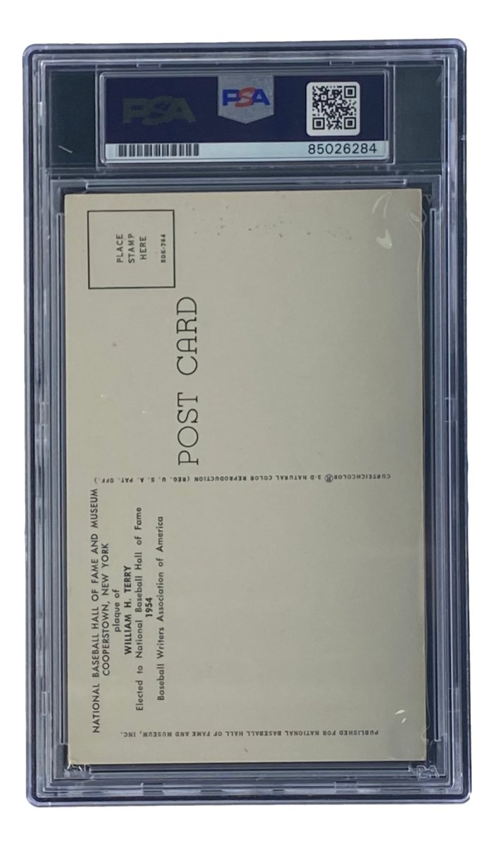 Bill Terry Signed 4x6 New York Giants Hall Of Fame Plaque Card PSA/DNA 85026284 - Sports Integrity