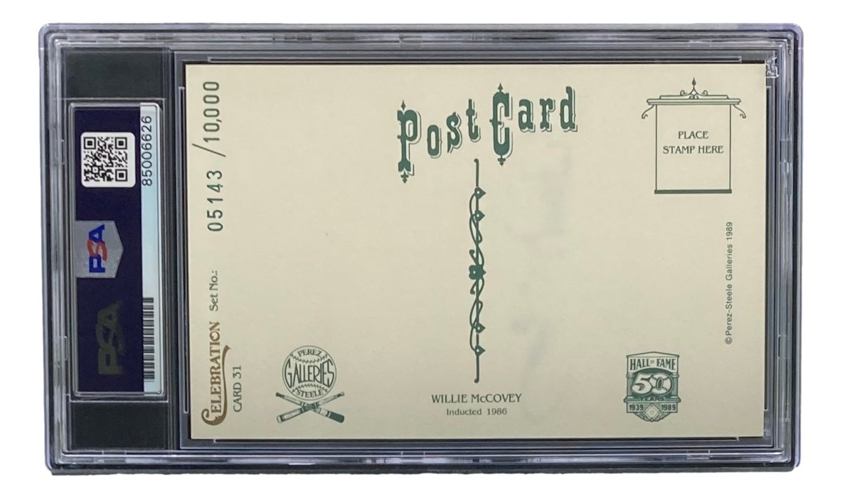 Willie McCovey Giants Signed 4x6 Perez - Steele Postcard PSA/DNA Gem MT 10 - Sports Integrity