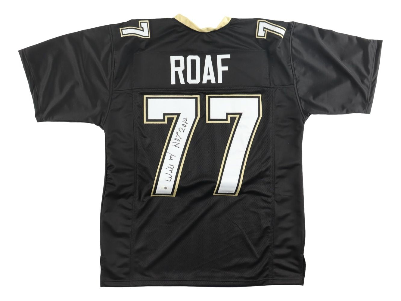 Willie Roaf New Orleans Signed Black Football Jersey HOF 2012 JSA QR Hologram