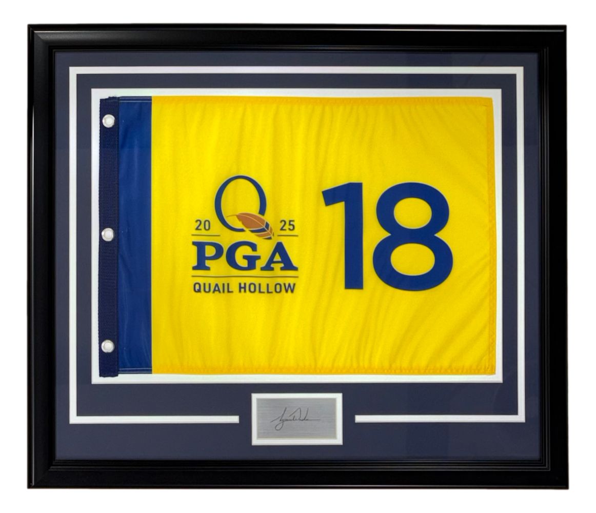 Tiger Woods Framed 2025 PGA Championship Flag w/ Laser Engraved Signature