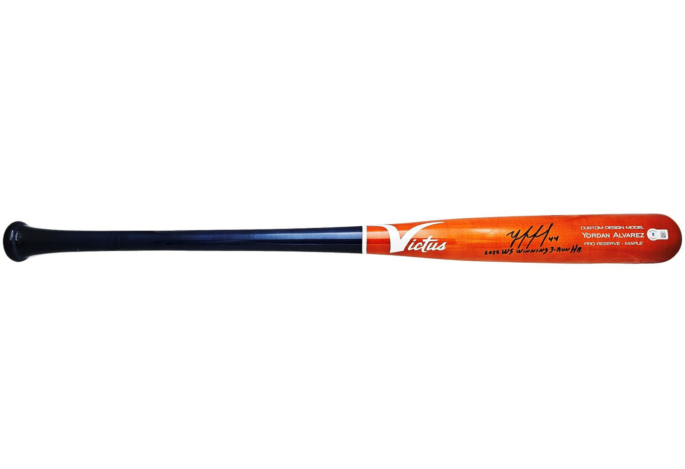 Yordan Alvarez Astros Signed Victus Blu/Org Player Model Bat 2022 WS Winning BAS