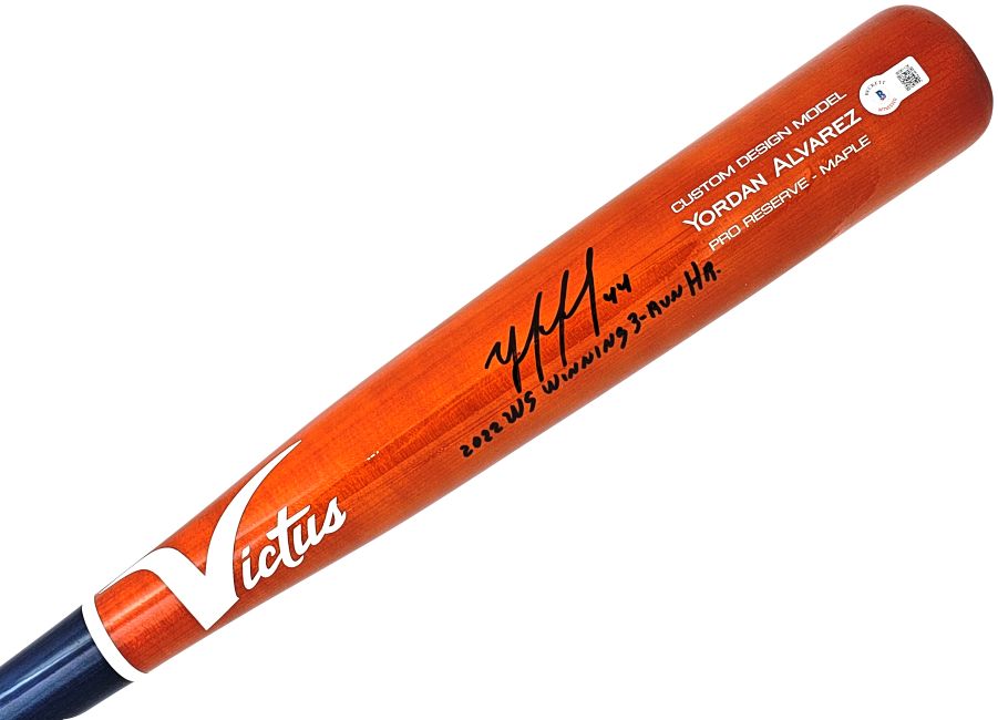 Yordan Alvarez Astros Signed Victus Blu/Org Player Model Bat 2022 WS Winning BAS