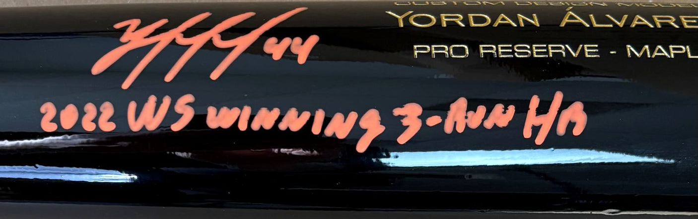 Yordan Alvarez Astros Signed Victus Players Model Bat 2022 WS Winning HR BAS