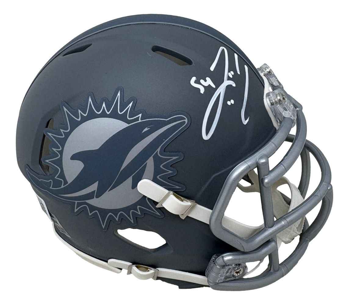 Zach Thomas Signed Miami Dolphins Slate Mini Speed Helmet BAS