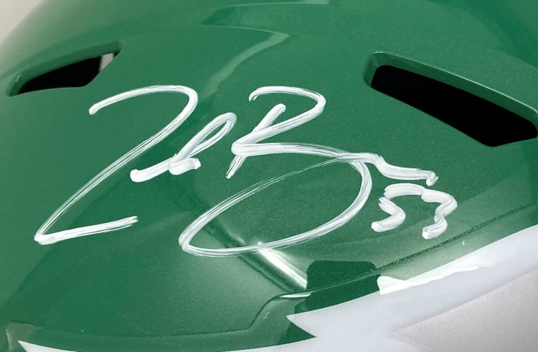 Zack Baun Signed Philadelphia Eagles FS Kelly Green Speed Replica Helmet BAS