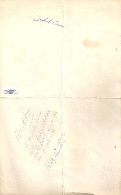 Hank Aaron Autographed Scorecard Milwaukee Braves Vintage Signed in 1956 JSA #F30246 - PristineMarketplace
