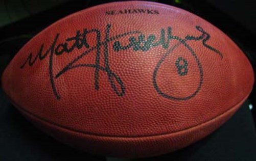 Matt Hasselbeck Autographed Official NFL Leather Football Seattle Seahawks MCS Holo Stock #1072 - PristineMarketplace