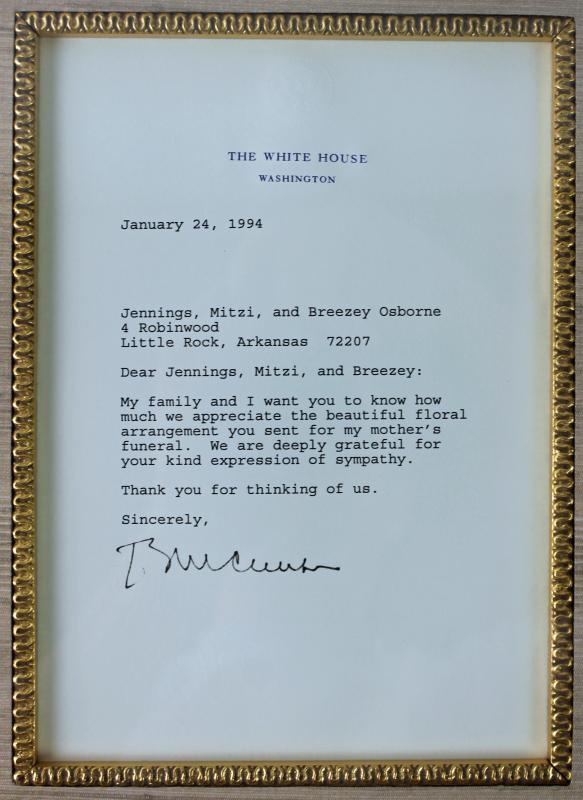 Bill Clinton Authentic Signed 1994 White House Letter Framed PSA/DNA #W03179
