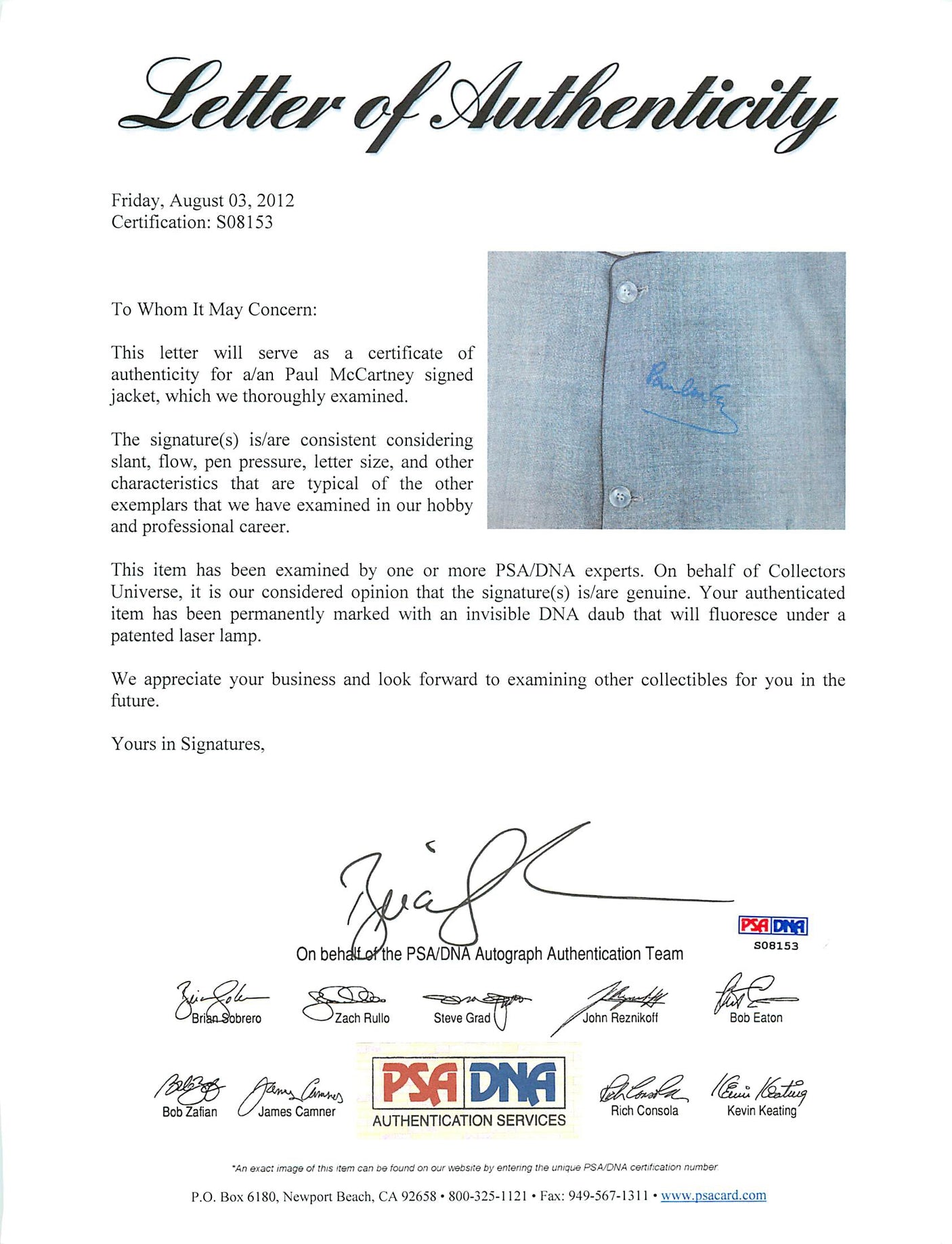 Paul McCartney The Beatles Signed Custom Dezo Hoffman Jacket PSA/DNA #S08153