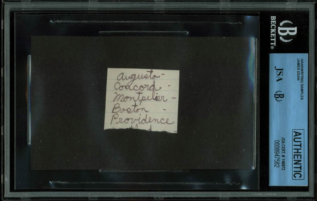 James Dean 1.5x2 Handwriting Sample from 5th Grade Notebook JSA Slabbed #8947582
