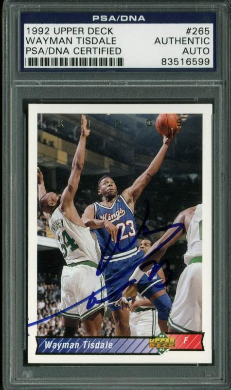 Kings Wayman Tisdale Signed Card 1992 Upper Deck #265 Signed In Blue PSA Slabbed