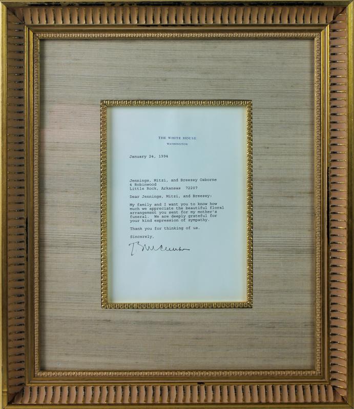 Bill Clinton Authentic Signed 1994 White House Letter Framed PSA/DNA #W03179
