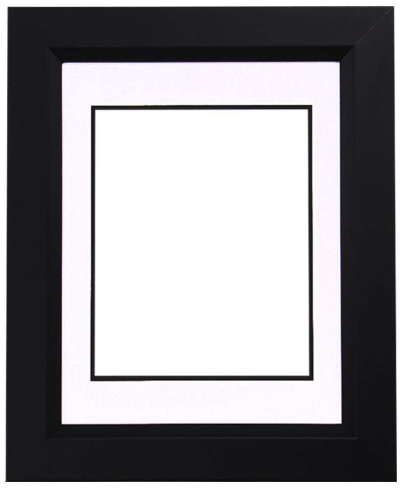 Custom DIY Frame for 8x10 Photo - Premium Black 2" Frame with White/Black Double Matting (Overall Dimensions 14.5" x 17.5") - PristineMarketplace
