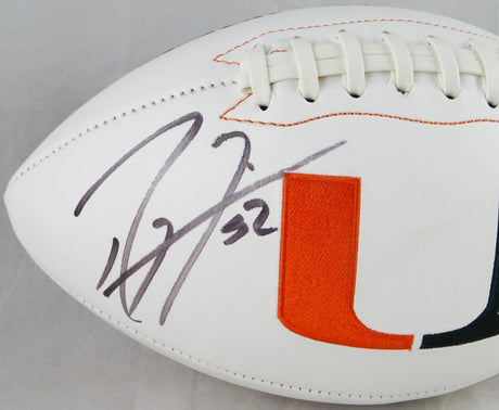 Ray Lewis Autographed Miami Hurricanes Logo Football- JSA Authenticated