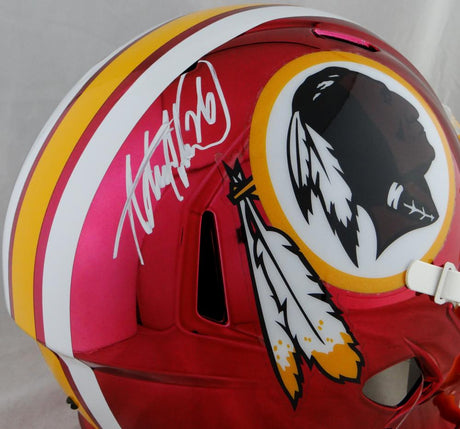 Adrian Peterson Autographed Washington Redskins F/S Chrome Helmet- Beckett Auth *White