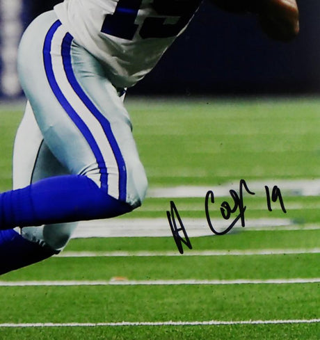 Amari Cooper Autographed Dallas Cowboys 16x20 Running w/ Ball Right PF Photo- JSA W Auth *Black