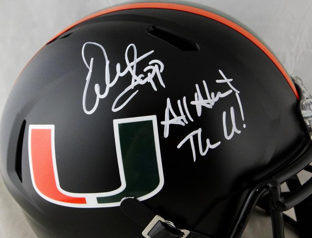 Warren Sapp Signed F/S Miami Hurricanes Black Speed Helmet W/ Insc- Beckett Auth