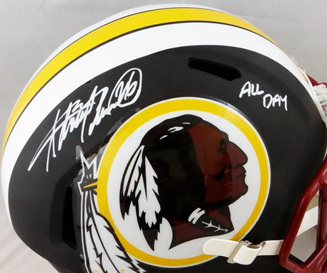 Adrian Peterson Autographed Washington Redskins Flat Black Full Size Speed Helmet w/ All Day- Beckett *White