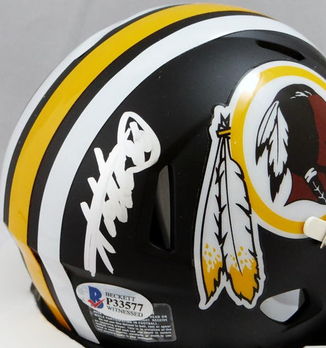 Adrian Peterson Autographed Washington Redskins Flat Black Mini Helmet- Beckett Auth *Silver