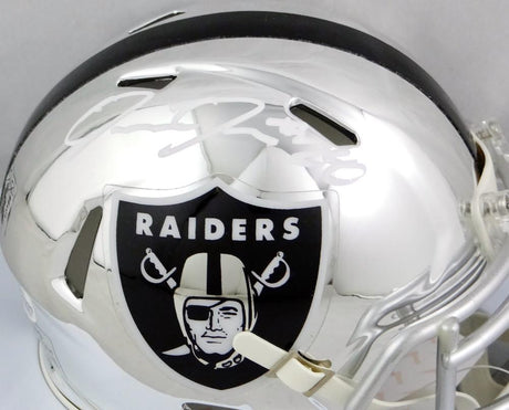Josh Jacobs Autographed Oakland Raiders Chrome Mini Helmet- Beckett W Auth *White