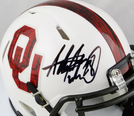 Adrian Peterson Autographed Oklahoma Sooners BTW Mini Helmet - Beckett Auth *Black