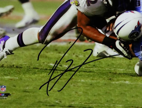 Ray Lewis Autographed Baltimore Ravens 8x10 Tackling McNair Photo- JSA W Auth *Black
