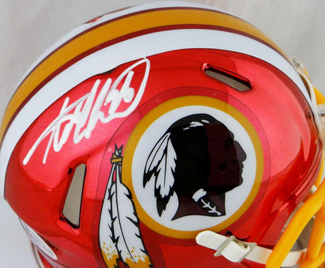 Adrian Peterson Autographed Washington Redskins Chrome Mini Helmet - Beckett Auth *White