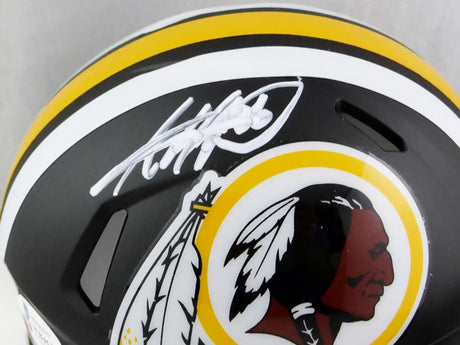 Adrian Peterson Autographed Washington Redskins Flat Black Mini Helmet- Beckett W Auth *White