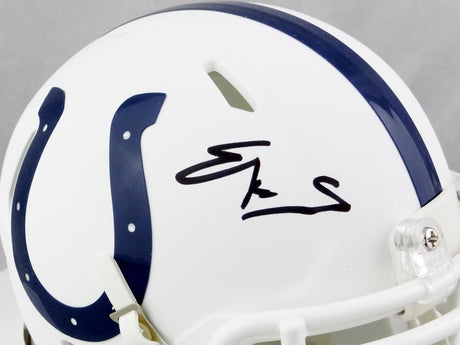 Edgerrin James Autographed Indianapolis Colts Flat White Mini Helmet - JSA W Auth *Black
