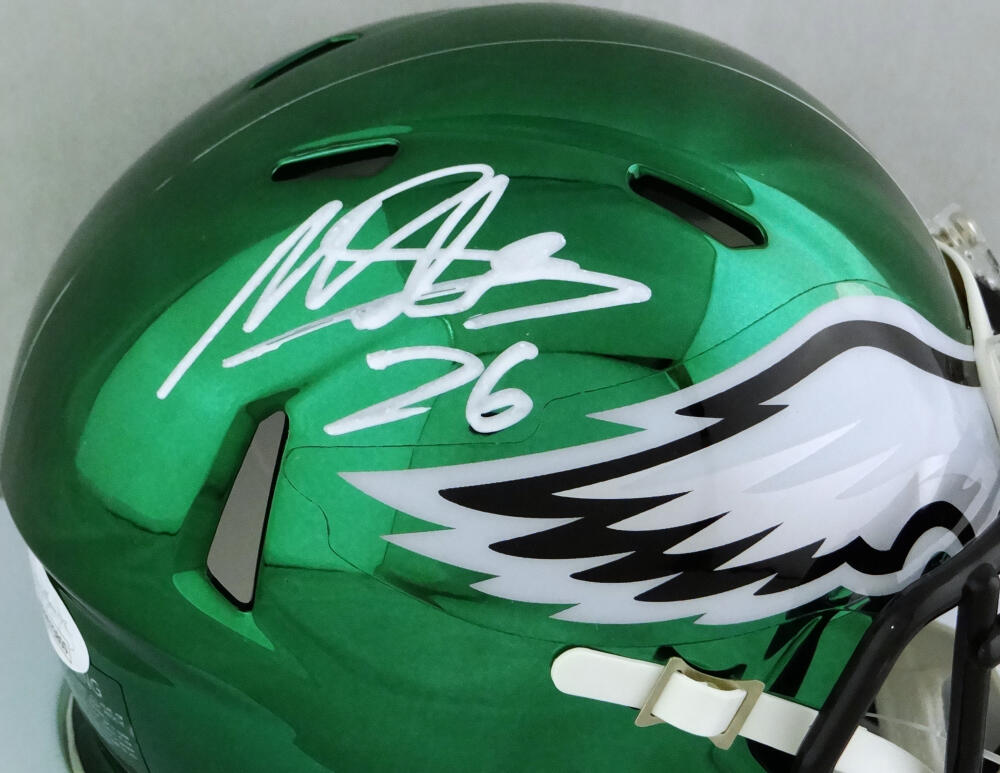 Miles Sanders Autographed Philadelphia Eagles Chrome Mini Helmet- JSA W Auth *White Image 2