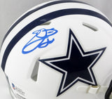 Emmitt Smith Autographed Dallas Cowboys Flat White Speed Mini Helmet - Beckett W Auth *Blue