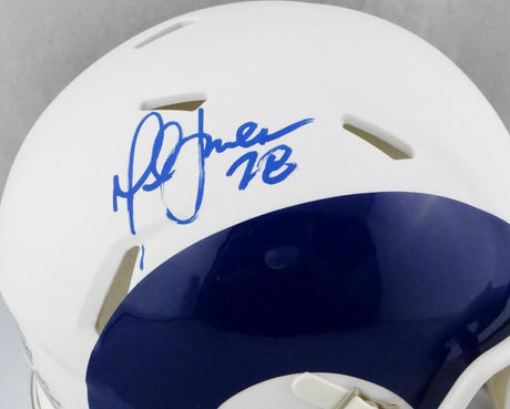 Marshall Faulk Autographed Los Angeles Rams AMP Speed Mini Helmet - Beckett W Auth *Blue