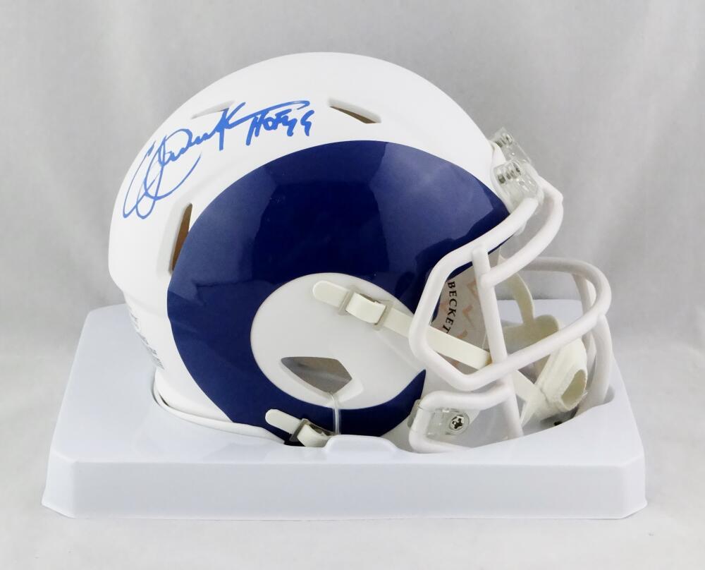 Eric Dickerson Autographed Los Angeles Rams AMP Mini Helmet w/ HOF- Beckett W Auth *Blue