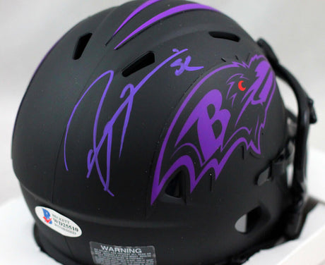 Ray Lewis Autographed Baltimore Ravens Eclipse Mini Helmet- Beckett W Auth *Purple
