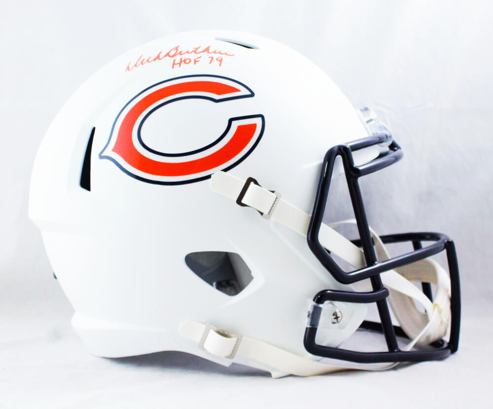 Dick Butkus Autographed Chicago Bears F/S Flat White Speed Helmet w/ HOF - JSA W Auth *Orange