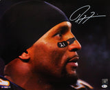 Ray Lewis Autographed Baltimore Ravens 16x20 HM Face Close Up Photo - Beckett W Auth *White