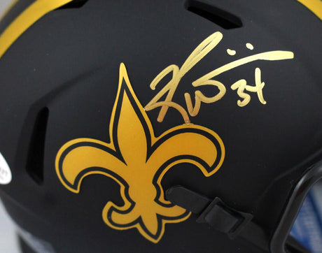 Ricky Williams Autographed New Orleans Saints Eclipse Speed Mini Helmet - Beckett W Auth *Gold