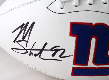 Michael Strahan Autographed New York Giants Logo Football w/HOF - Beckett W Auth *Black