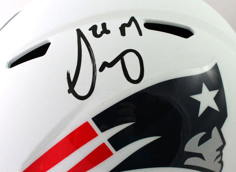 Sony Michel Autographed New England Patriots F/S Flat White Speed Helmet - Beckett W Auth *Black