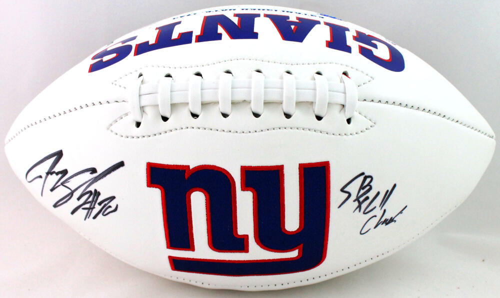 Jeremy Shockey Autographed New York Giants Logo Football w/ SB Champs - JSA W Auth *Black