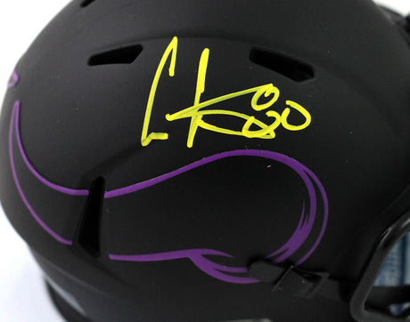 Cris Carter Autographed Minnesota Vikings Eclipse Mini Helmet - Beckett W Auth *Yellow