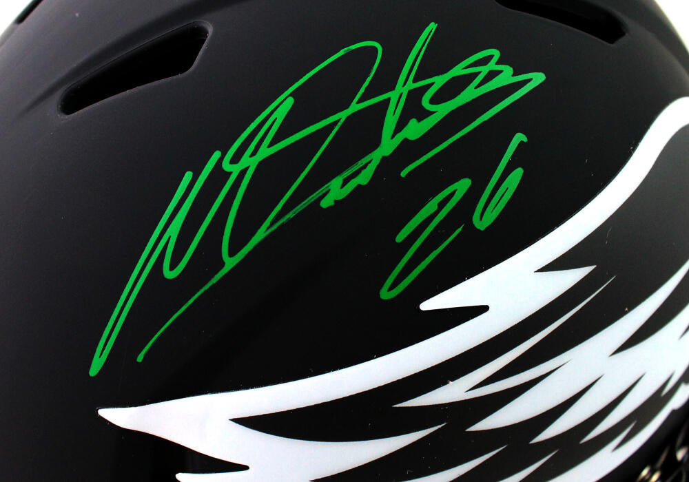 Miles Sanders Autographed Philadelphia Eagles F/S Eclipse Speed Authentic Helmet - JSA W Auth *Green Image 2