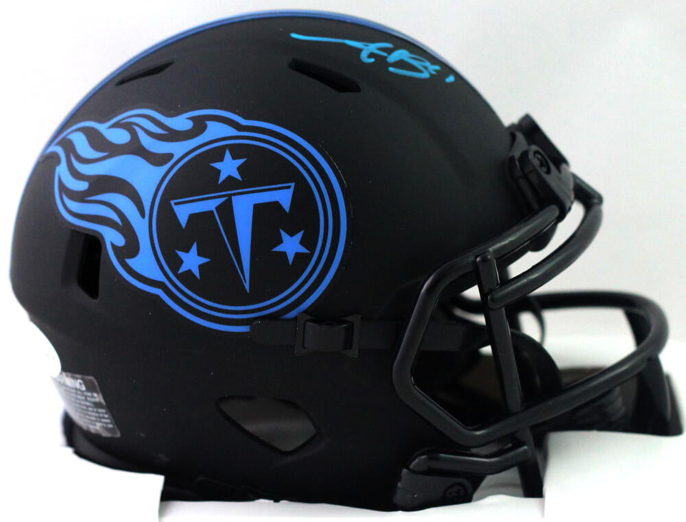 AJ Brown Autographed Tennessee Titans Eclipse Speed Mini Helmet - Beckett W Auth *Blue
