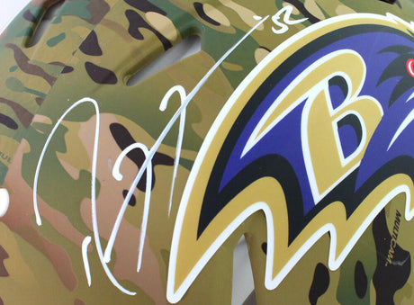Ed Reed Ray Lewis Signed Baltimore Ravens F/S Camo Speed Authentic Helmet - Beckett W Auth *White Image 2