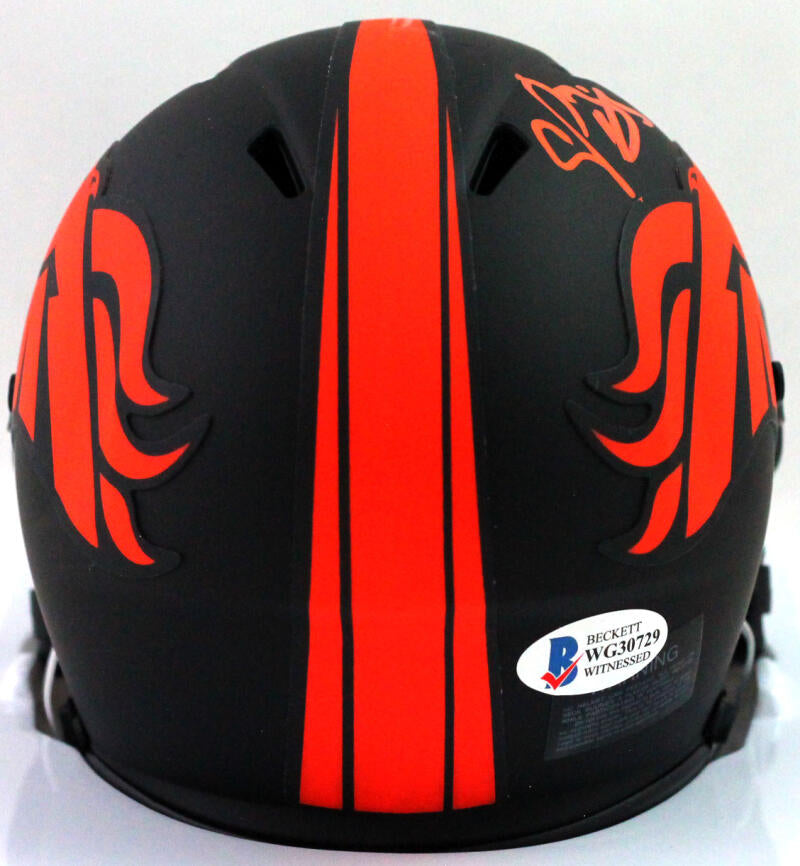 Champ Bailey Autographed Denver Broncos Eclipse Speed Mini Helmet - Beckett W Auth *Orange