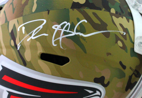 Deion Sanders Autographed Atlanta Falcons F/S Camo Speed Helmet - Beckett W Auth *White