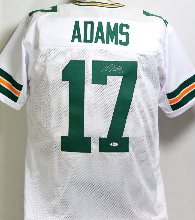 Davante Adams Autographed White Pro Style Jersey - Beckett Witnessed *7